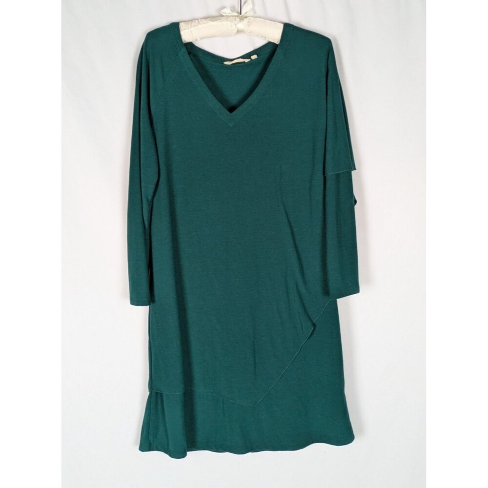 Soft Surroundings Layered Dress S Women's Green Marla Stretch Knit Asymmetrical - Picture 3 of 10